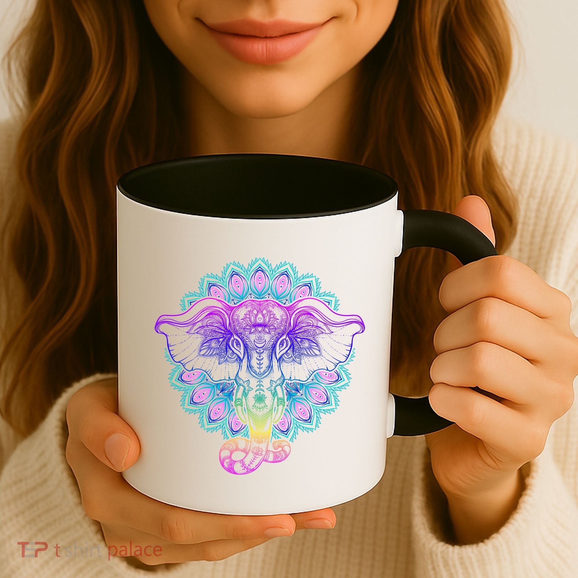 Yoga Elephant Aesthetic Ornate Stylized Coffee Mug