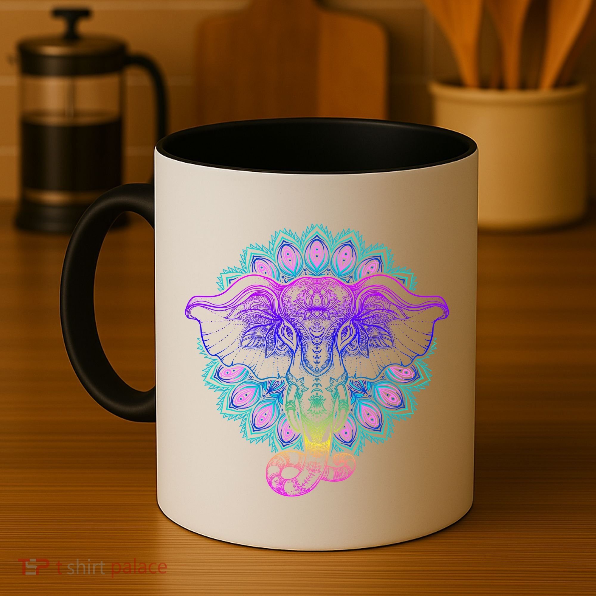 Yoga Elephant Aesthetic Ornate Stylized Coffee Mug