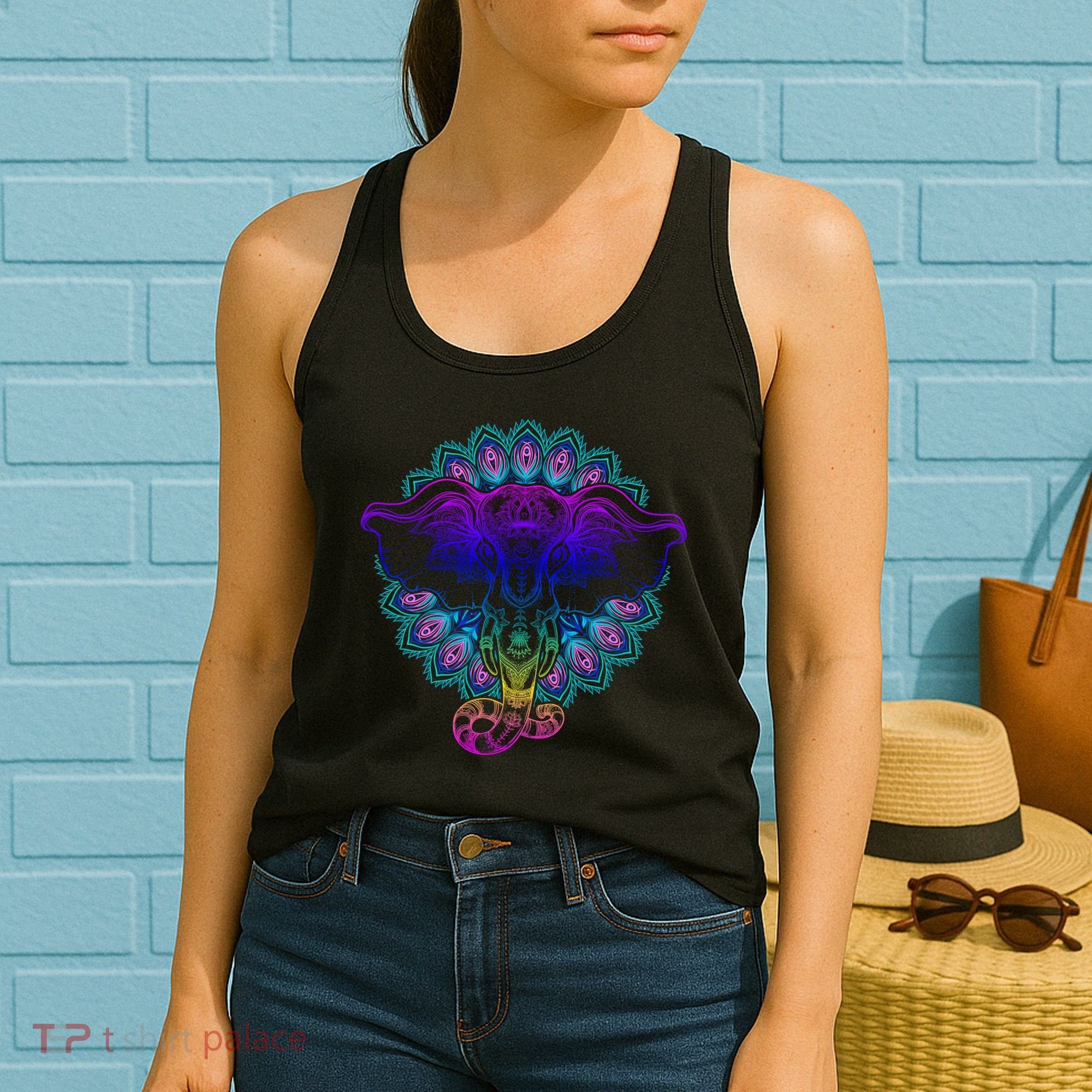 Yoga Elephant Aesthetic Ornate Stylized Women's Tank Top