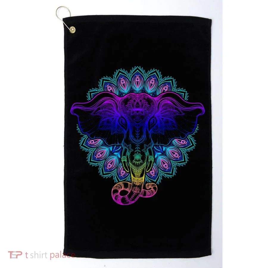 Yoga Elephant Aesthetic Ornate Stylized Golf Towel