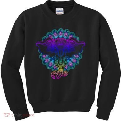Yoga Elephant Aesthetic Ornate Stylized Kids Sweatshirt