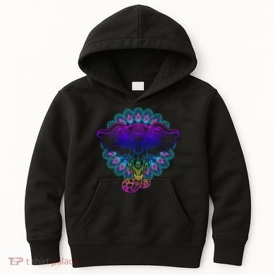 Yoga Elephant Aesthetic Ornate Stylized Kids Hoodie