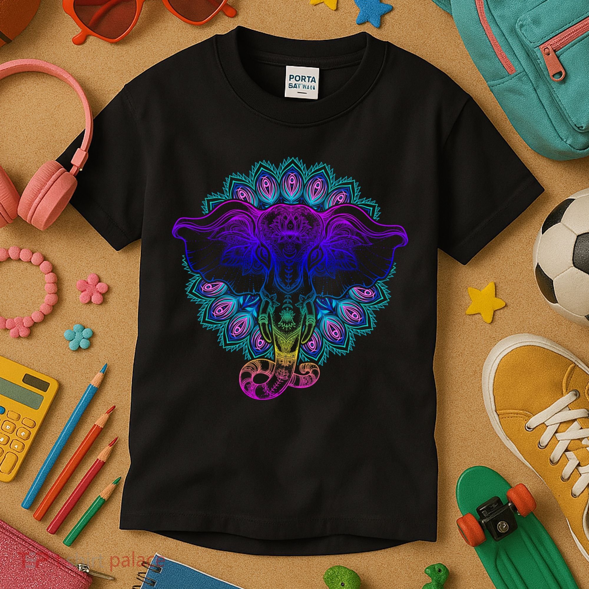 Yoga Elephant Aesthetic Ornate Stylized Kids T-Shirt