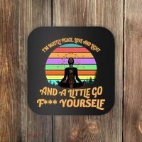 Yoga I'm Mostly Peace Love and Light and a A Little Go F Yourself Coaster thumb 0