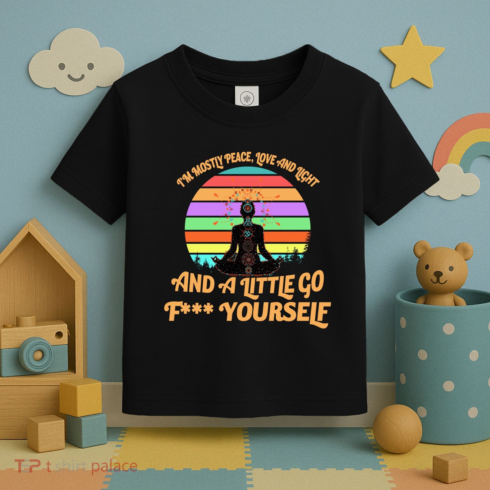 Yoga I'm Mostly Peace Love and Light and a A Little Go F Yourself Toddler T-Shirt