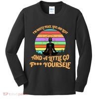 Yoga I'm Mostly Peace Love and Light and a A Little Go F Yourself Kids Long Sleeve Shirt thumb 0