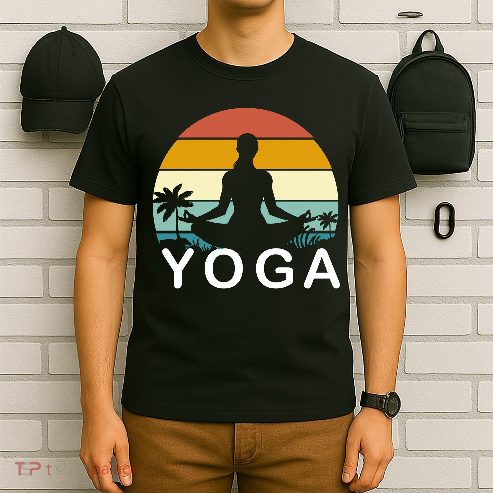 Yoga In Paradise Sunset Retro Vibes T-Shirt