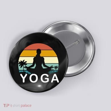 Yoga In Paradise Sunset Retro Vibes Button