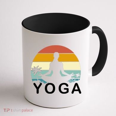 Yoga In Paradise Sunset Retro Vibes Coffee Mug back