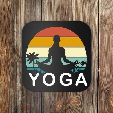 Yoga In Paradise Sunset Retro Vibes Coaster