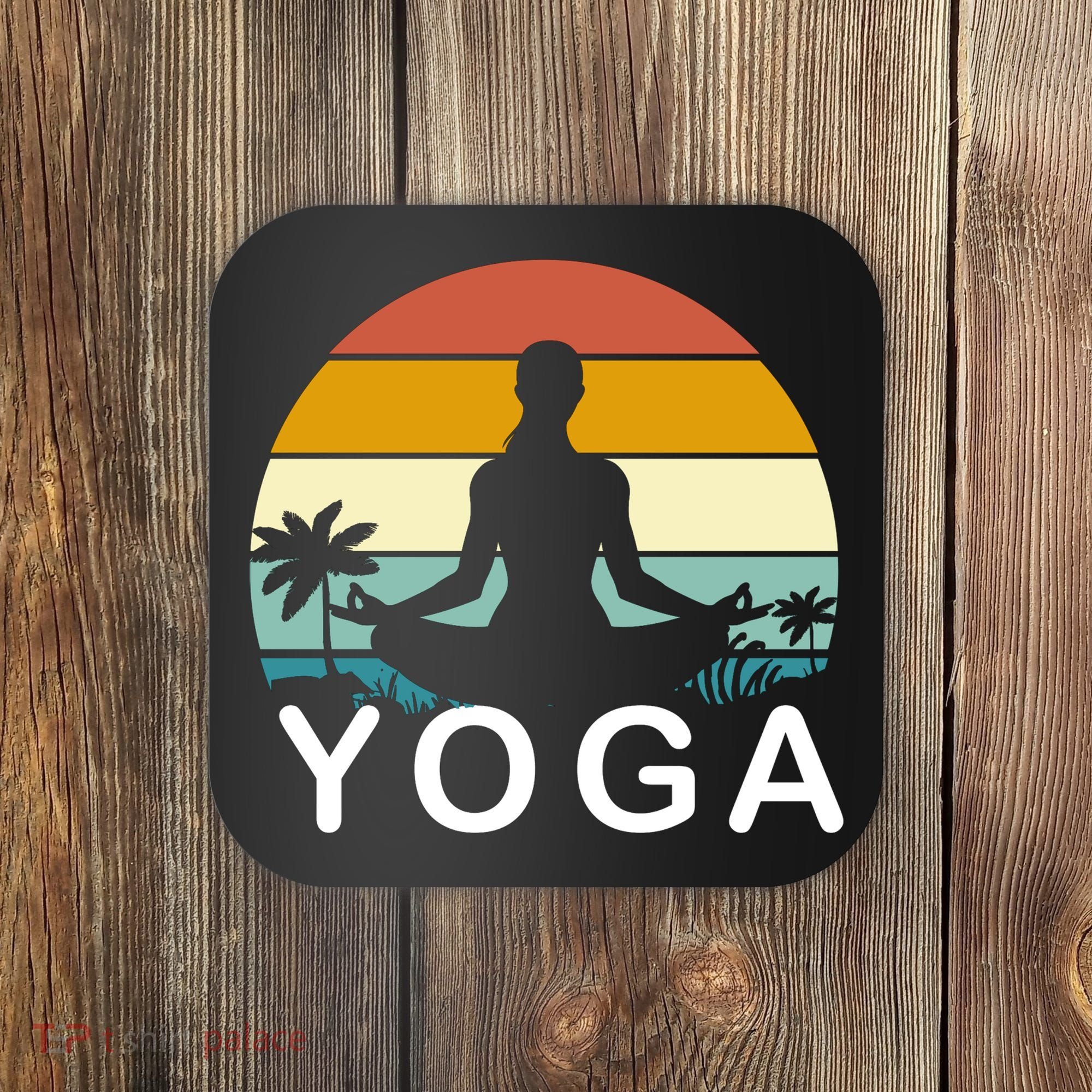 Yoga In Paradise Sunset Retro Vibes Coaster