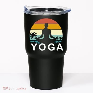 Yoga In Paradise Sunset Retro Vibes Tumbler