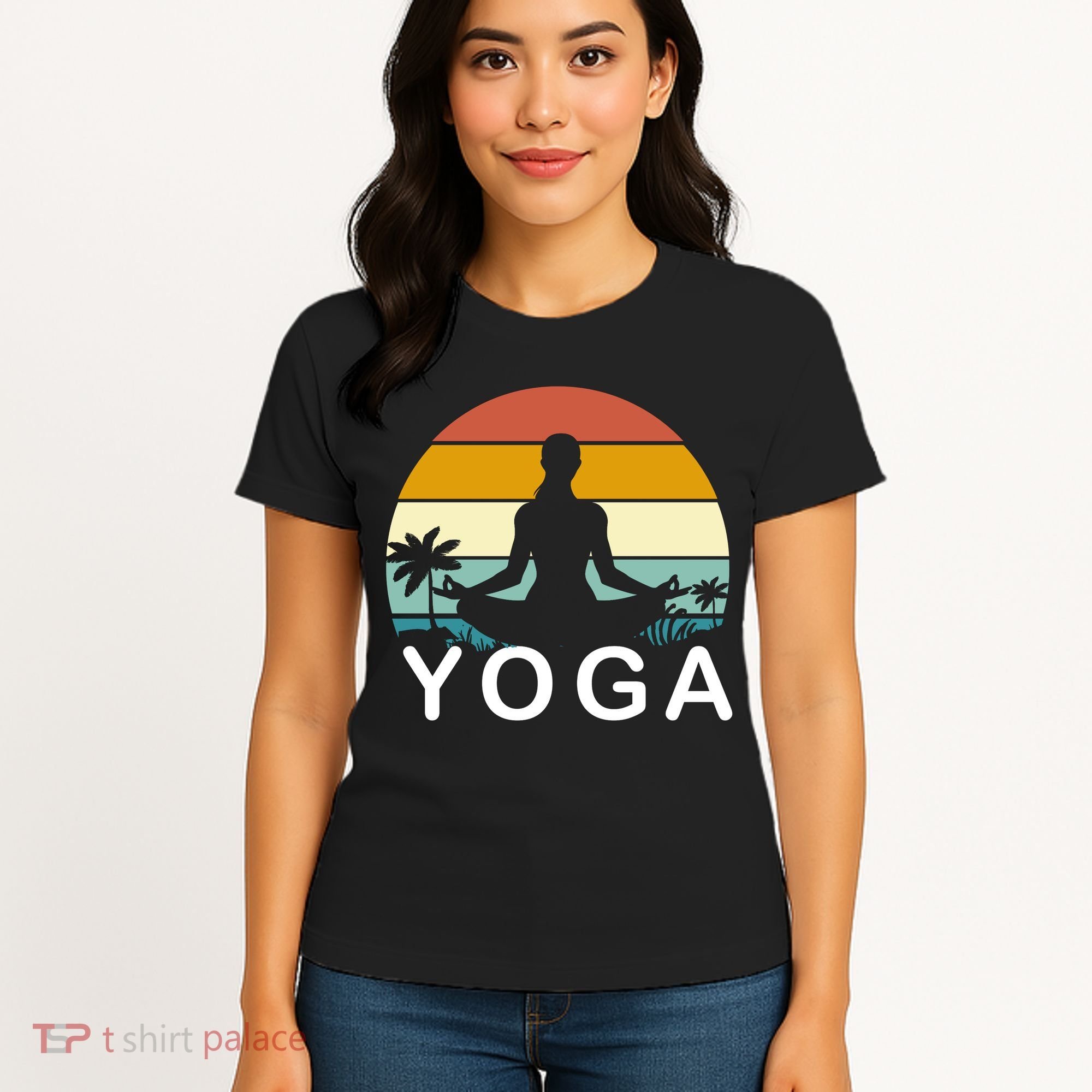 Yoga In Paradise Sunset Retro Vibes Women's T-Shirt
