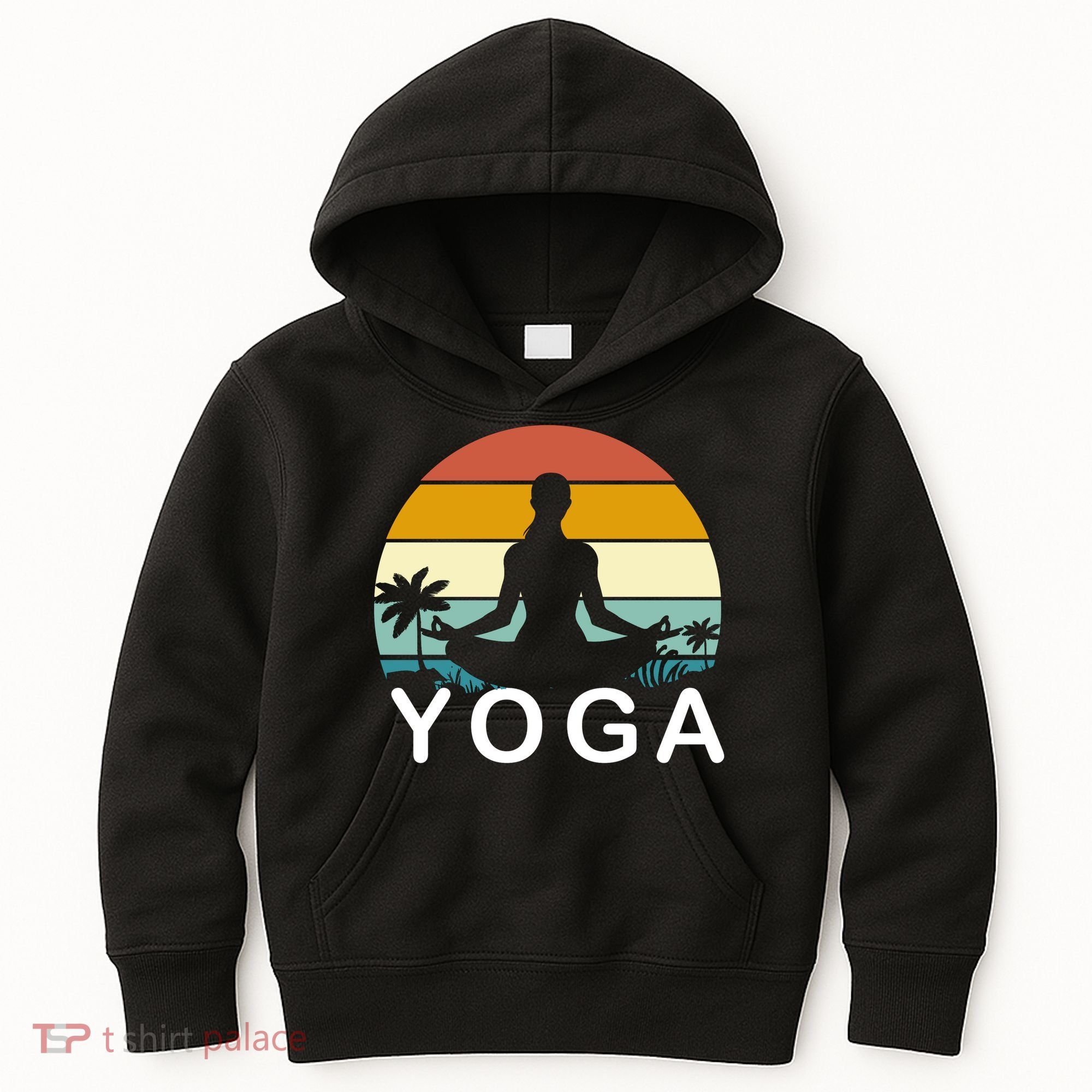 Yoga In Paradise Sunset Retro Vibes Kids Hoodie