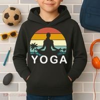 Yoga In Paradise Sunset Retro Vibes Kids Hoodie thumb 2