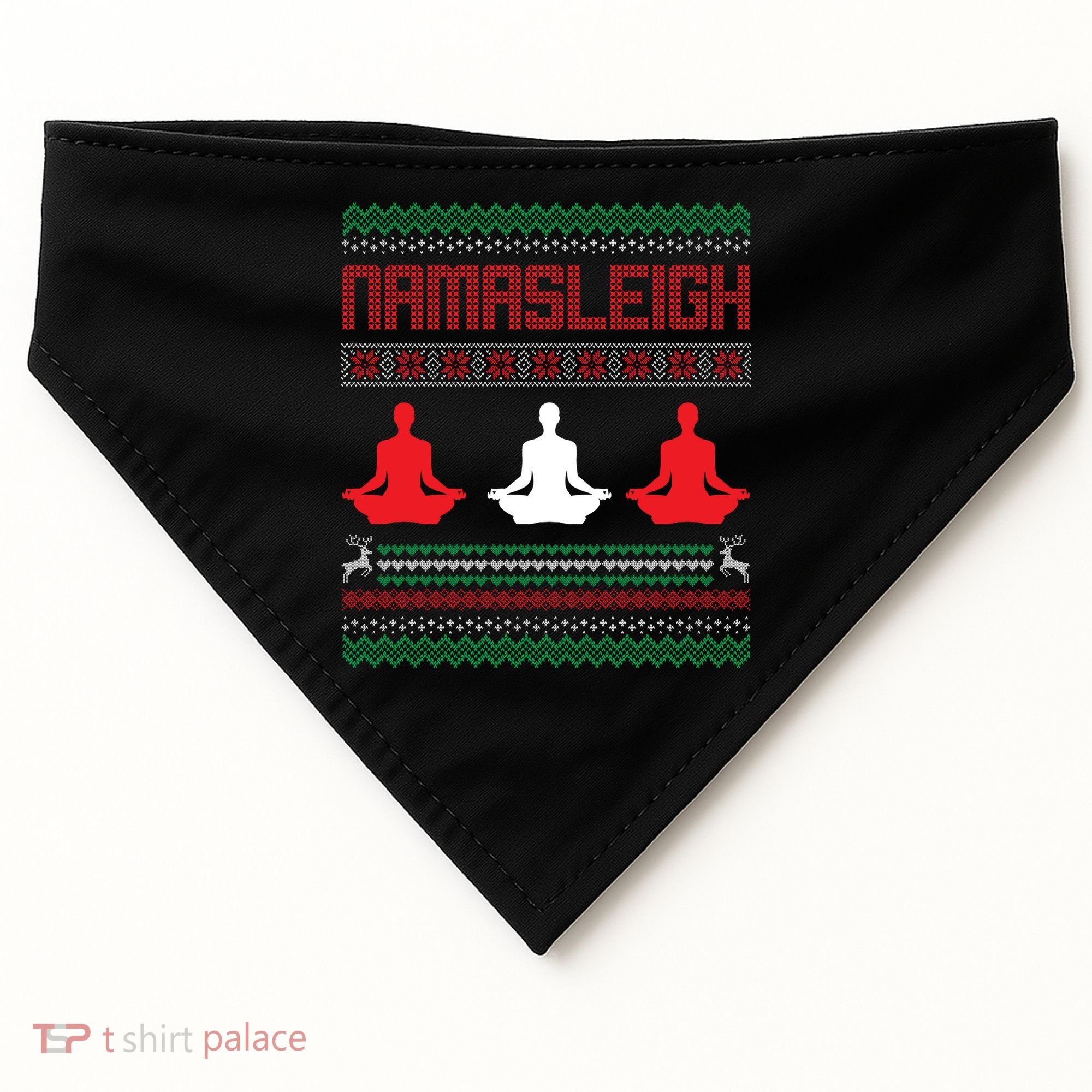 Yoga Namasleigh Ugly Christmas Sweater USA-Made Doggie Bandana