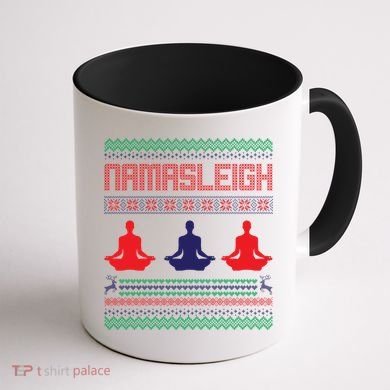 Yoga Namasleigh Ugly Christmas Sweater Coffee Mug back