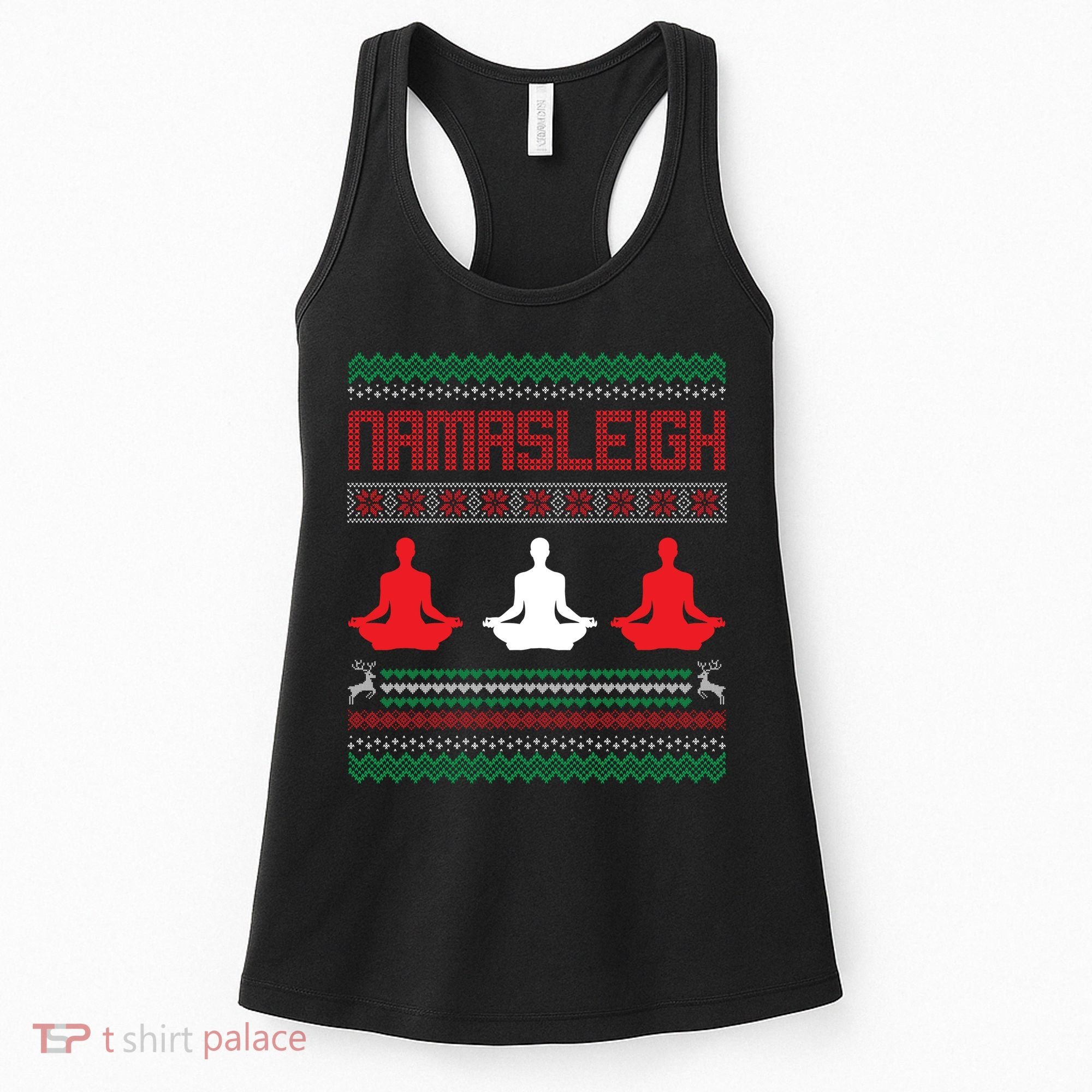 Yoga Namasleigh Ugly Christmas Sweater Women's Tank Top