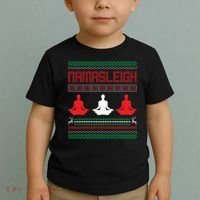 Yoga Namasleigh Ugly Christmas Sweater Toddler T-Shirt thumb 2
