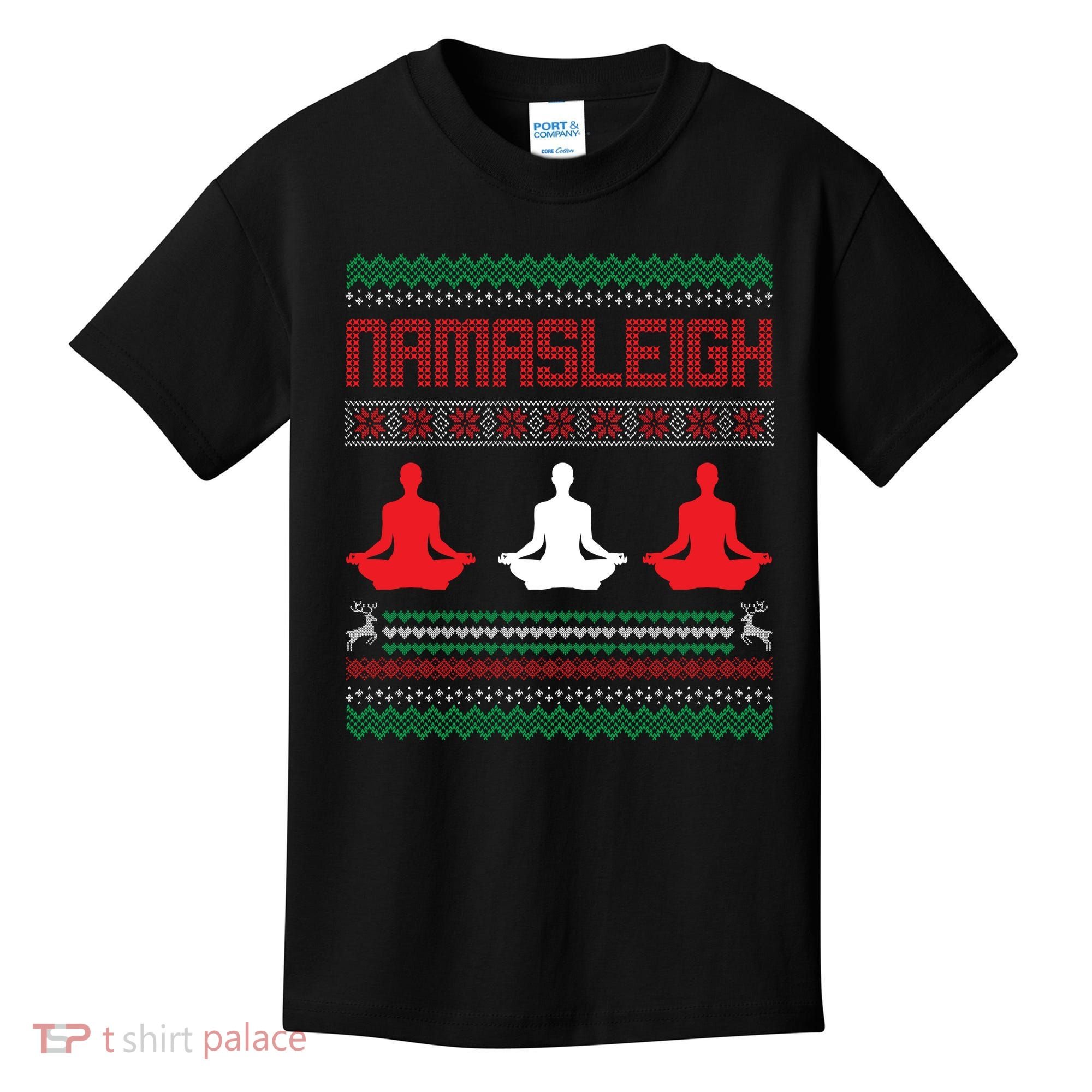 Yoga Namasleigh Ugly Christmas Sweater Kids T-Shirt