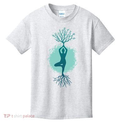 Yoga Woman Tree Kids T-Shirt