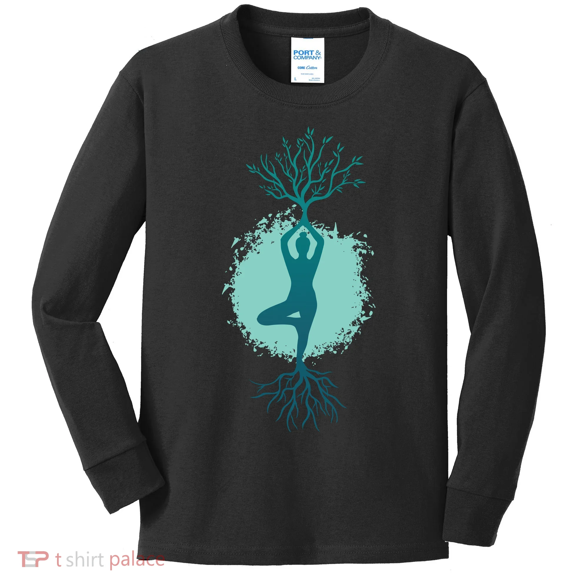 Yoga Woman Tree Kids Long Sleeve Shirt