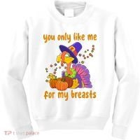 You Only Like Me For My Breasts Funny Thanksgiving Turkey Kids Sweatshirt thumb 0