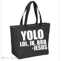 Yolo LOL, JK. BRB Jesus Tote Bag thumb 2