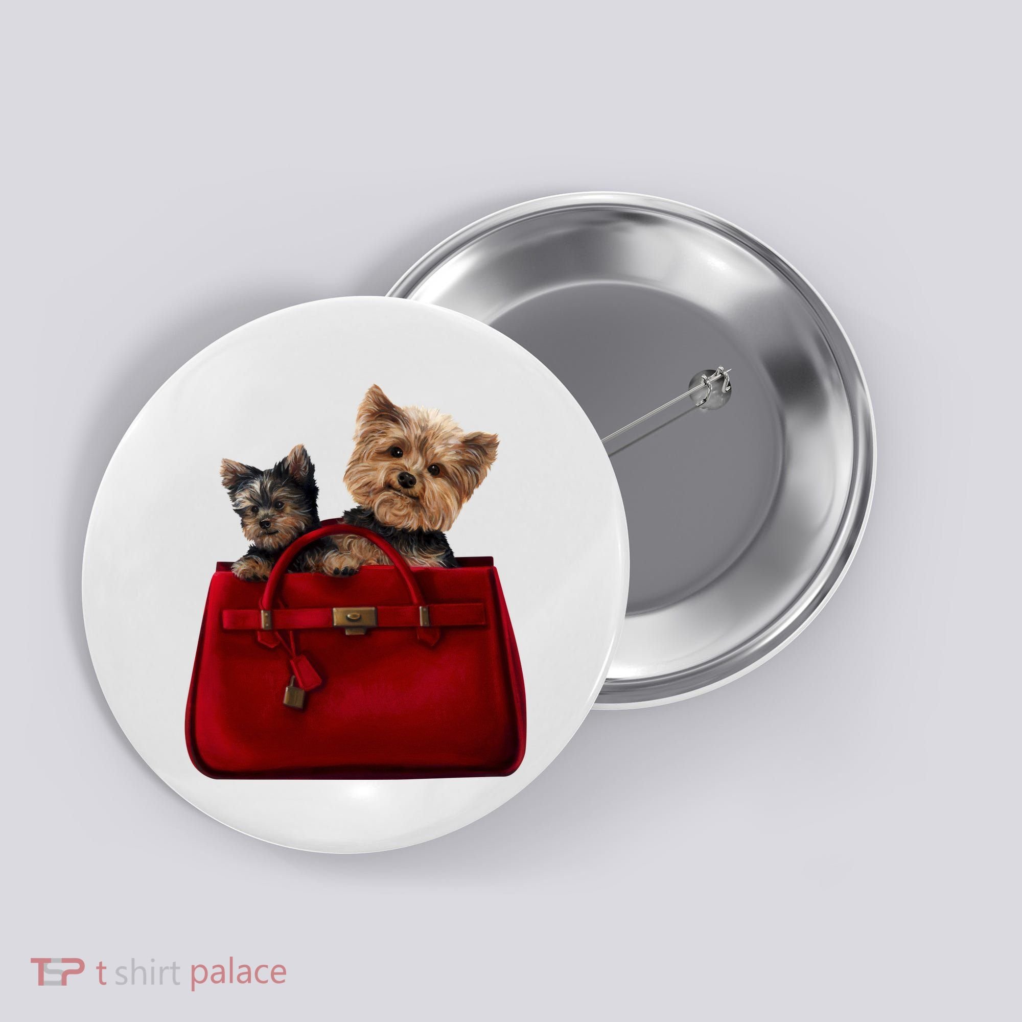 Yorki Dogs in Bag Button