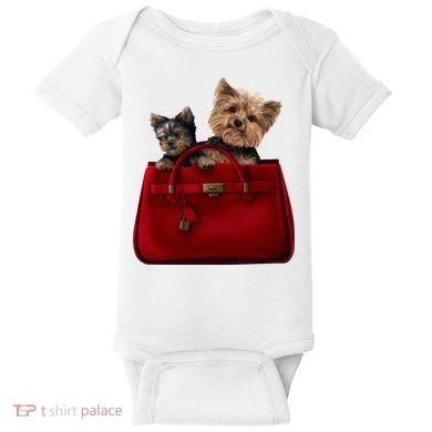 Yorki Dogs in Bag Baby Bodysuit
