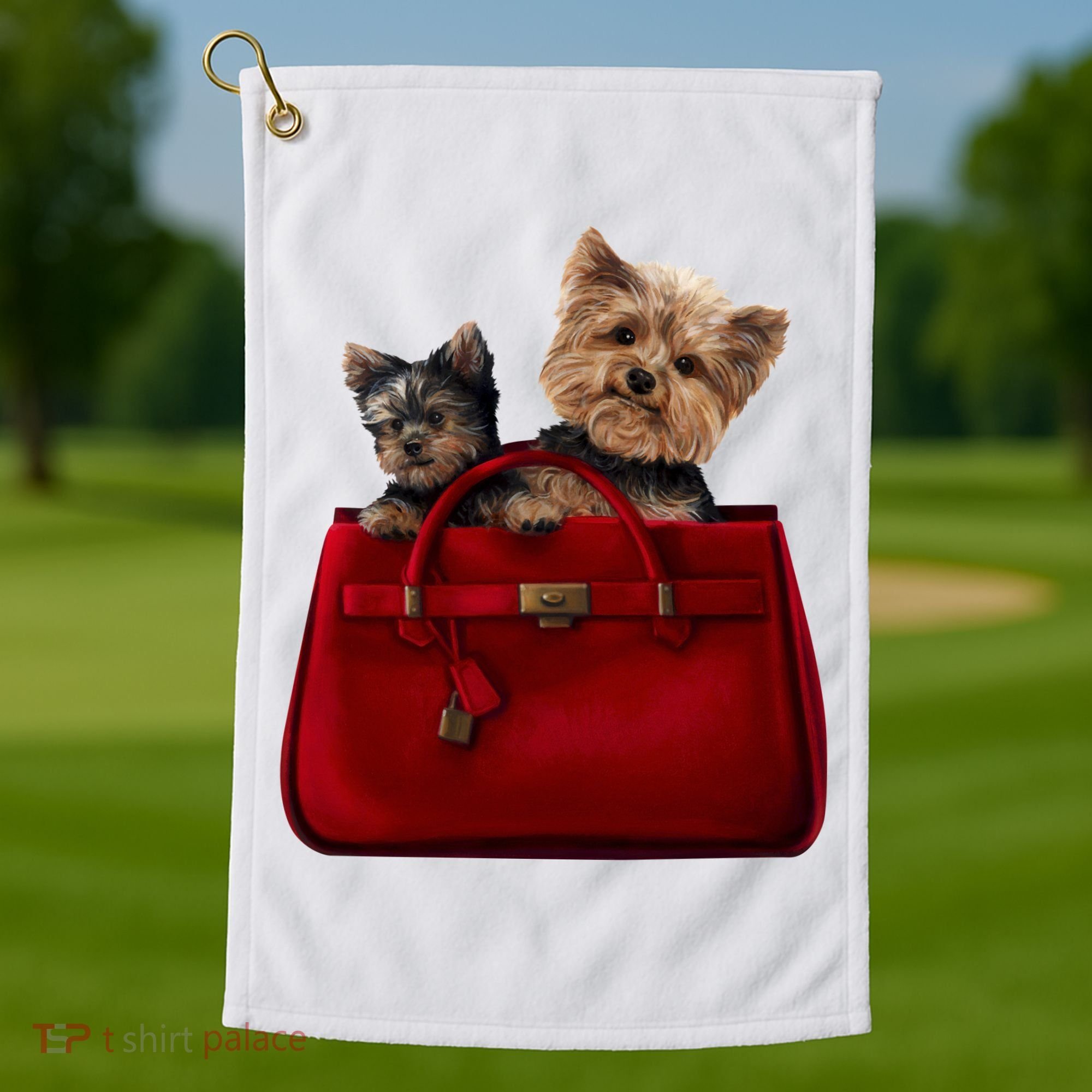 Yorki Dogs in Bag Golf Towel