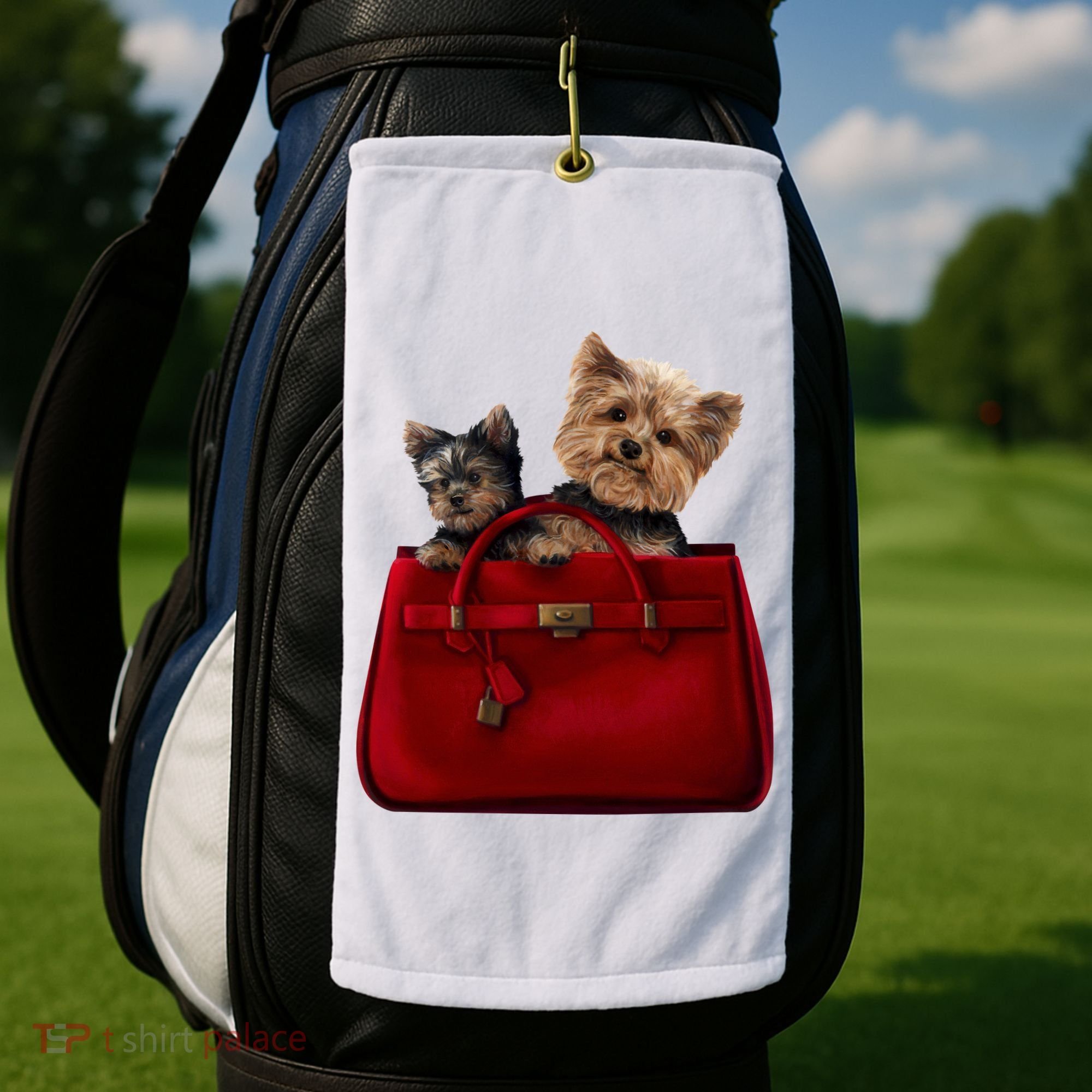 Yorki Dogs in Bag Golf Towel