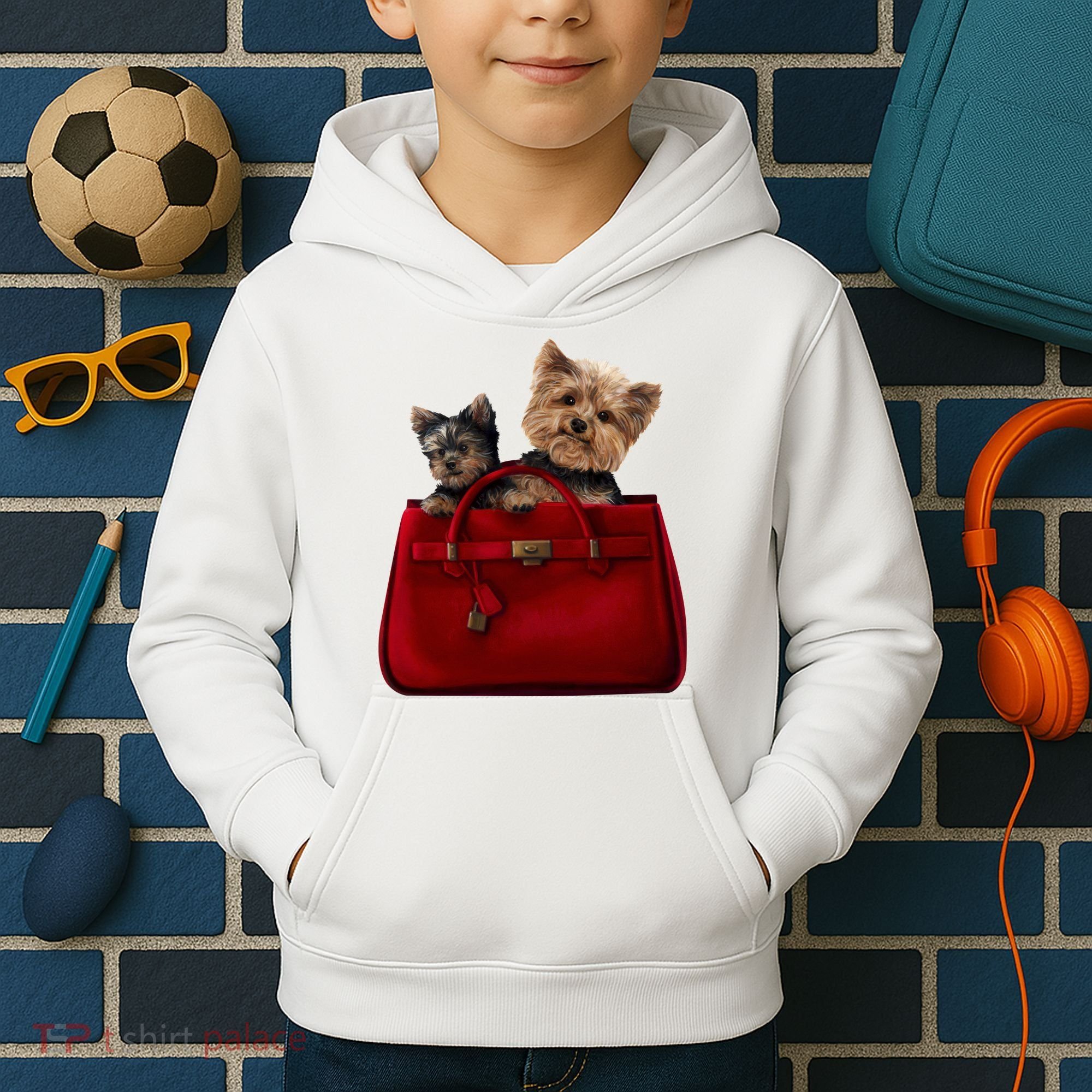 Yorki Dogs in Bag Kids Hoodie