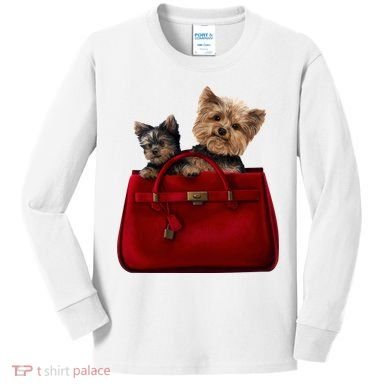 Yorki Dogs in Bag Kids Long Sleeve Shirt
