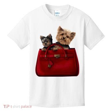 Yorki Dogs in Bag Kids T-Shirt