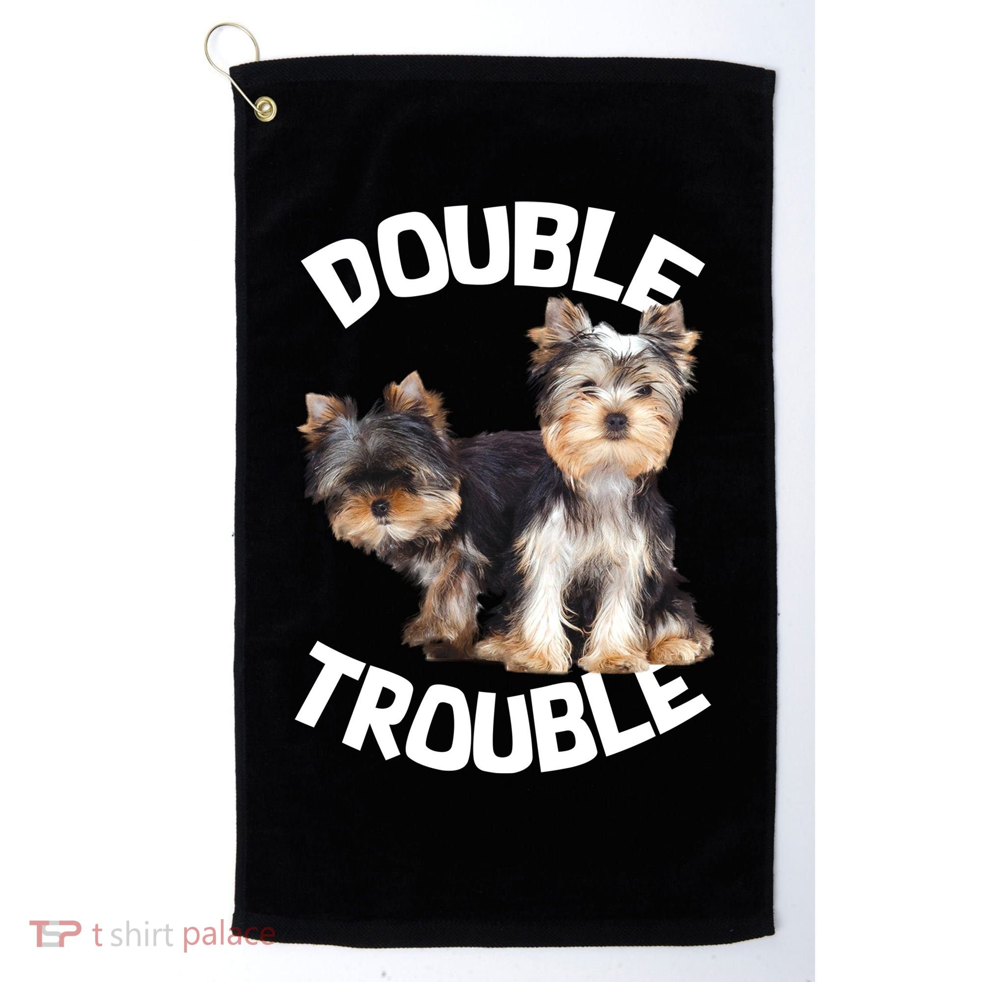 Yorkie Double Trouble Golf Towel
