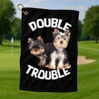 Yorkie Double Trouble Golf Towel thumb 1
