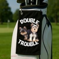 Yorkie Double Trouble Golf Towel thumb 2
