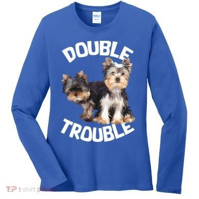 Yorkie Double Trouble Women's Long Sleeve Shirt