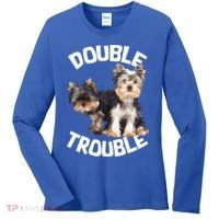 Yorkie Double Trouble Women's Long Sleeve Shirt thumb 0