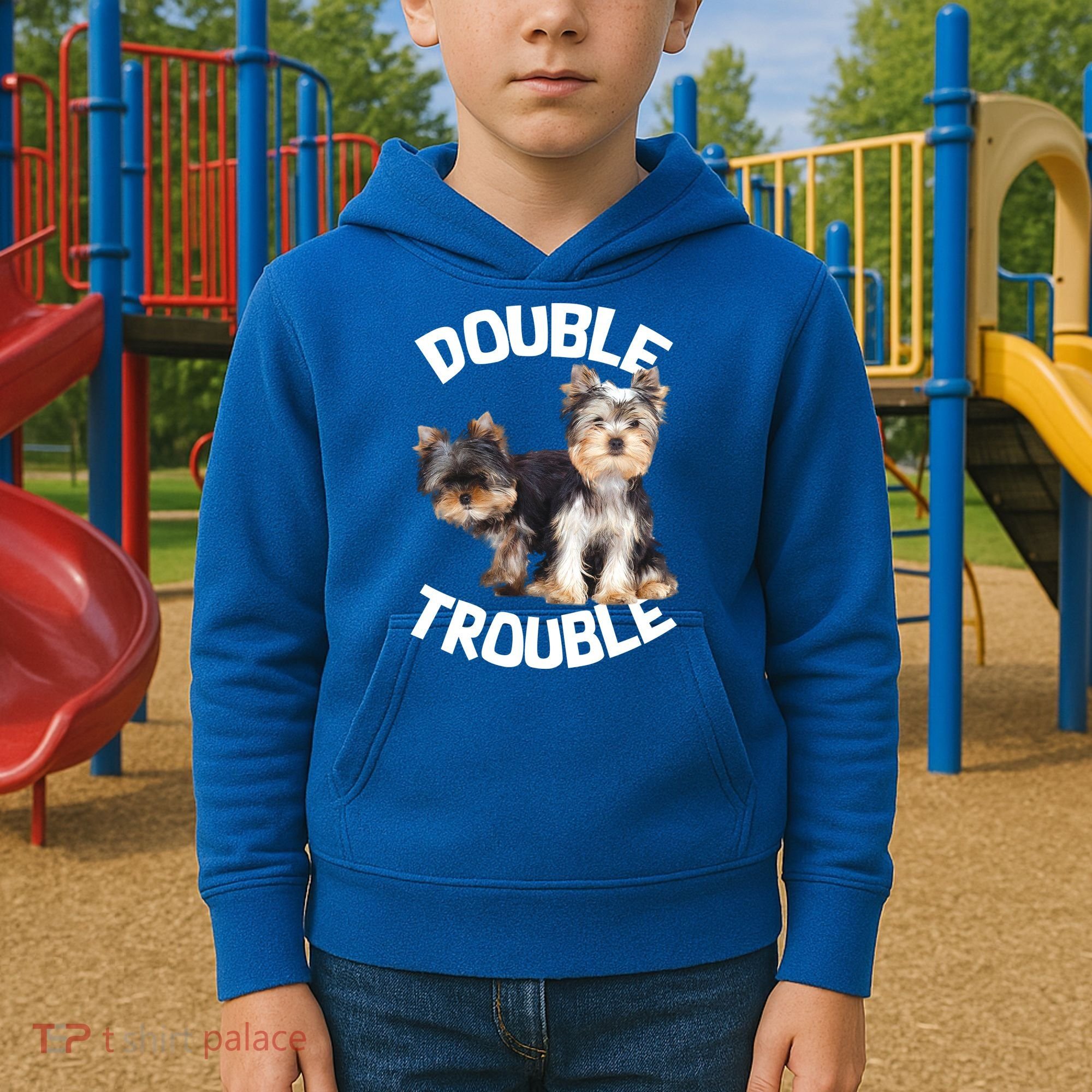 Yorkie Double Trouble Kids Hoodie