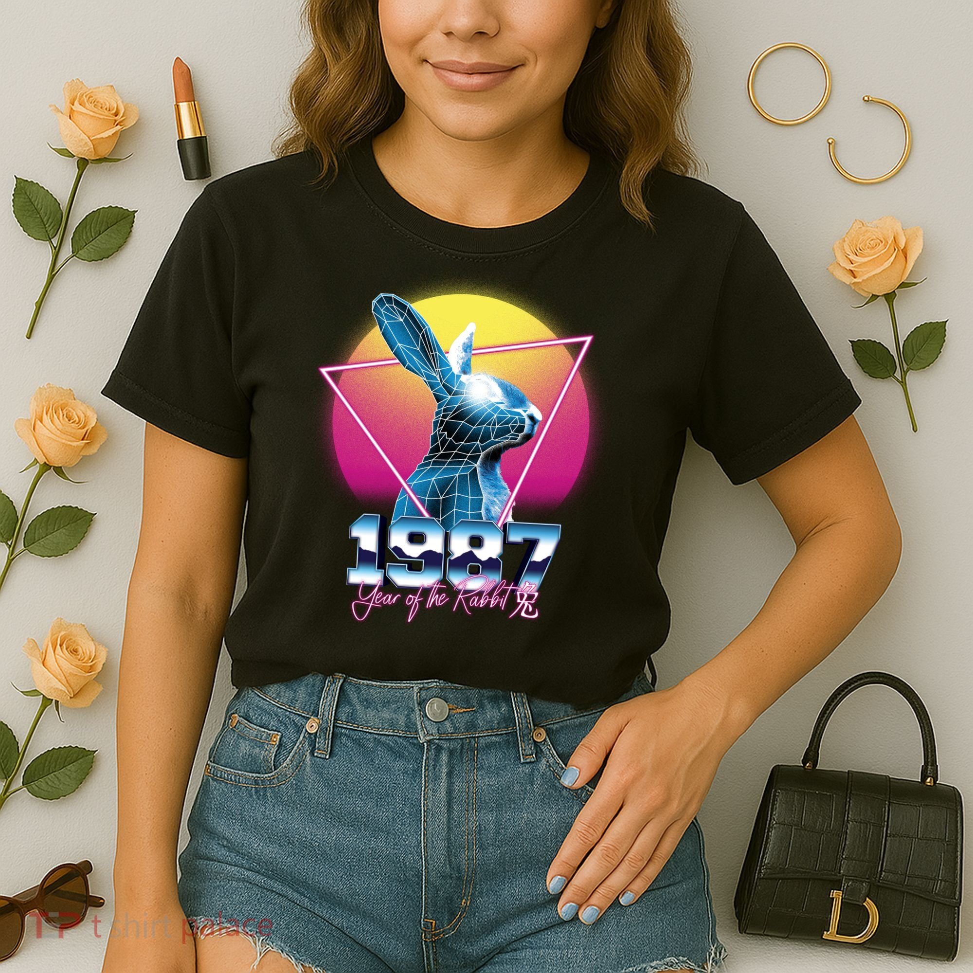 Year Of The Rabbit – Chinese Zodiac – Synthwave Style Comfort Colors Boxy T-Shirt