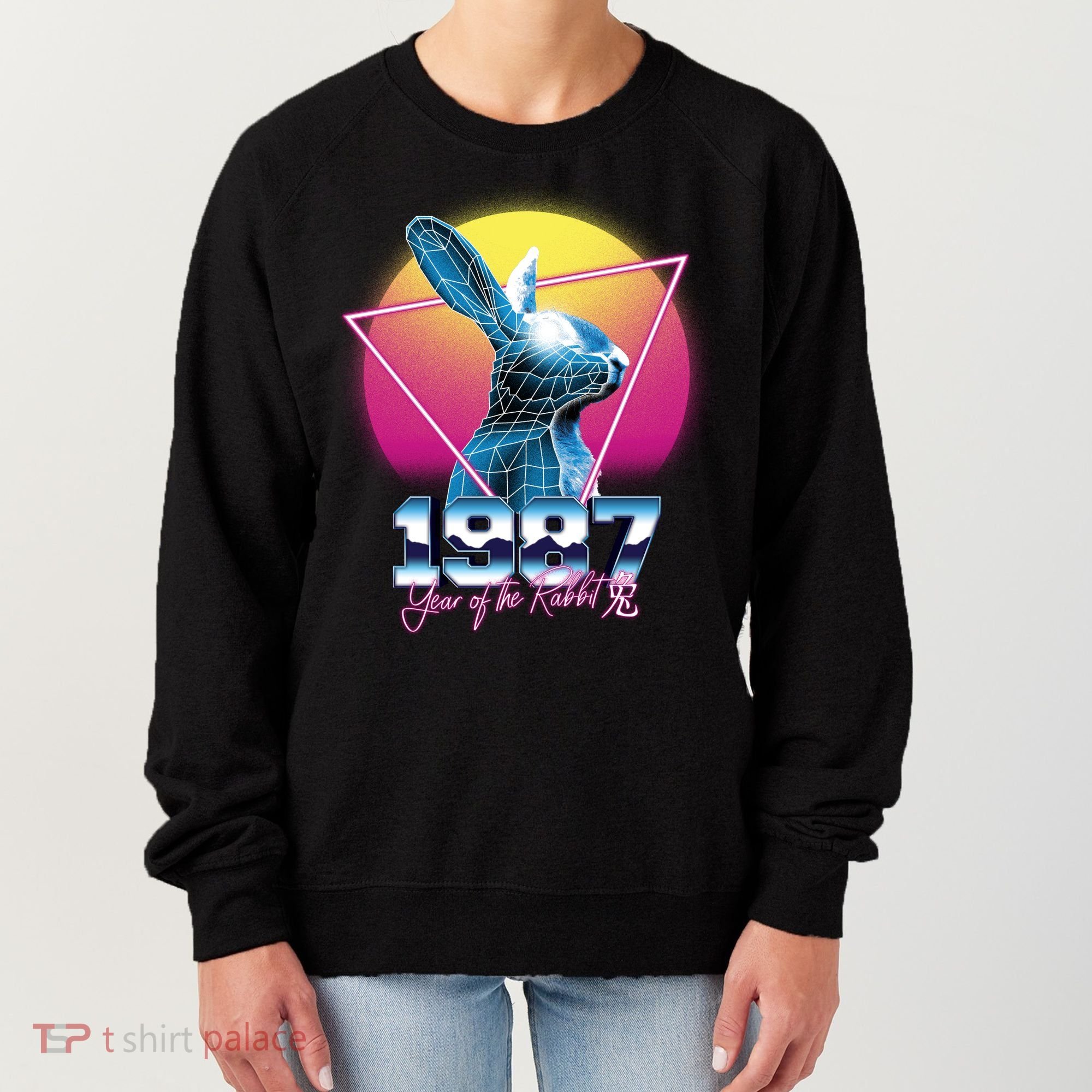 Year Of The Rabbit – Chinese Zodiac – Synthwave Style Women's Sweatshirt