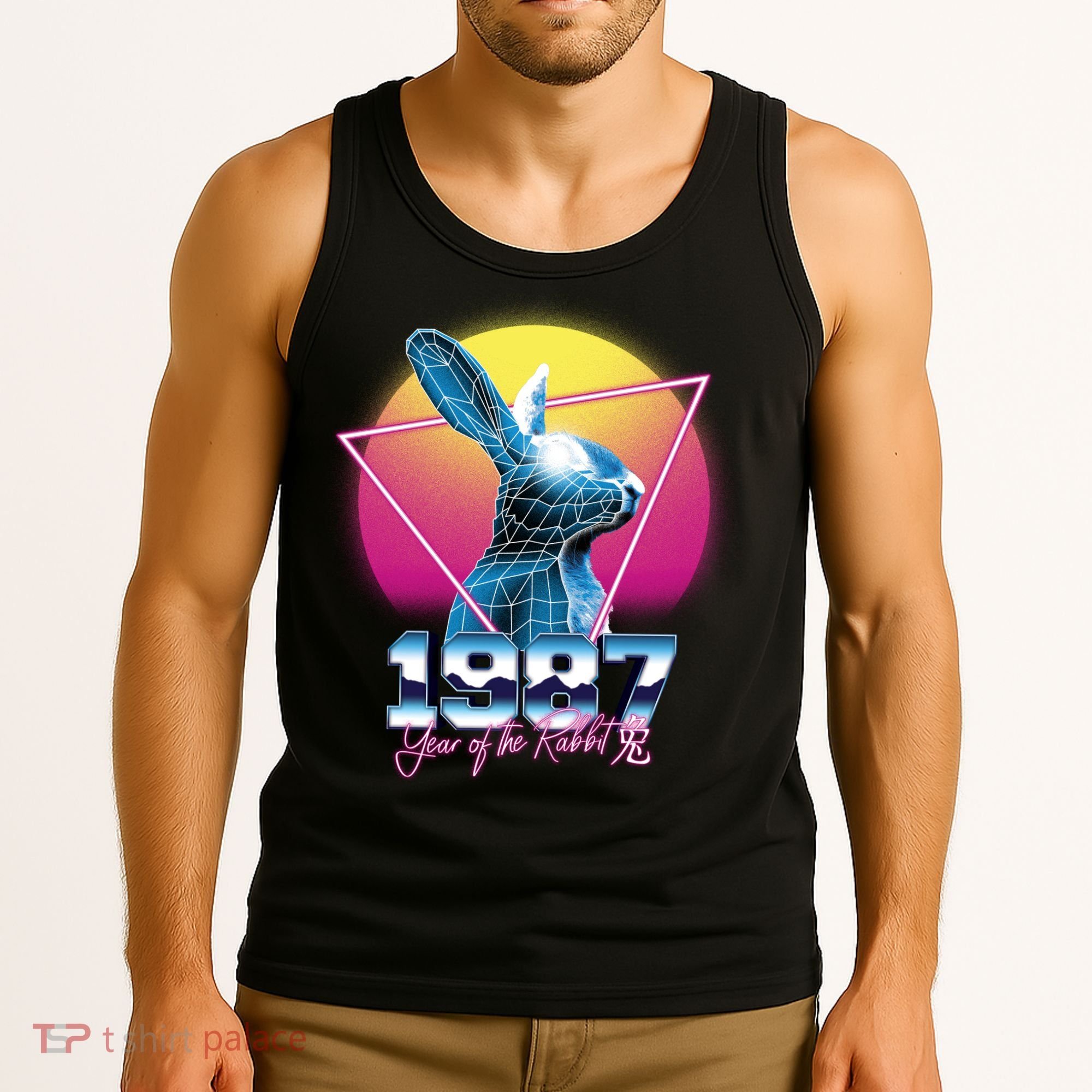 Year Of The Rabbit – Chinese Zodiac – Synthwave Style Tank Top