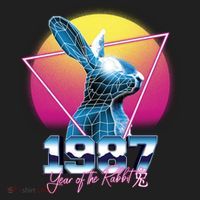 Year Of The Rabbit – Chinese Zodiac – Synthwave Style Golf Towel thumb 3