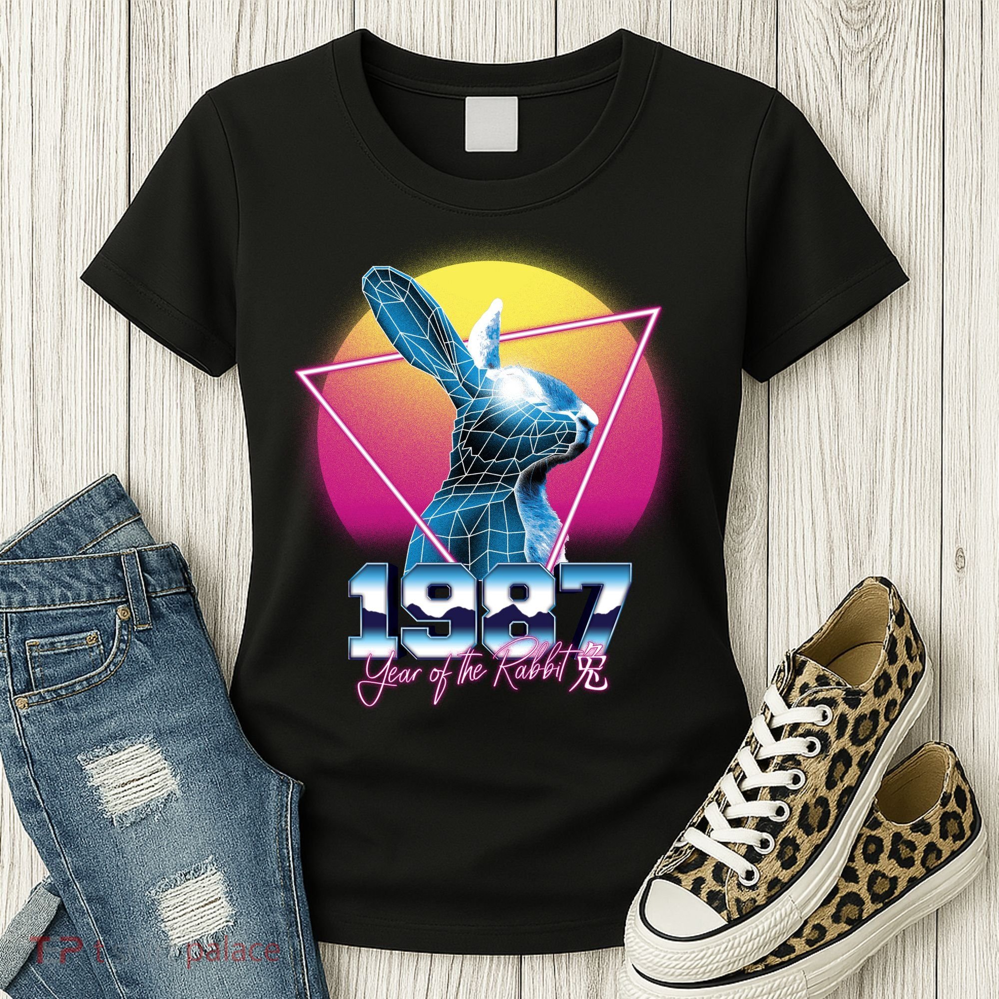 Year Of The Rabbit – Chinese Zodiac – Synthwave Style Women's T-Shirt