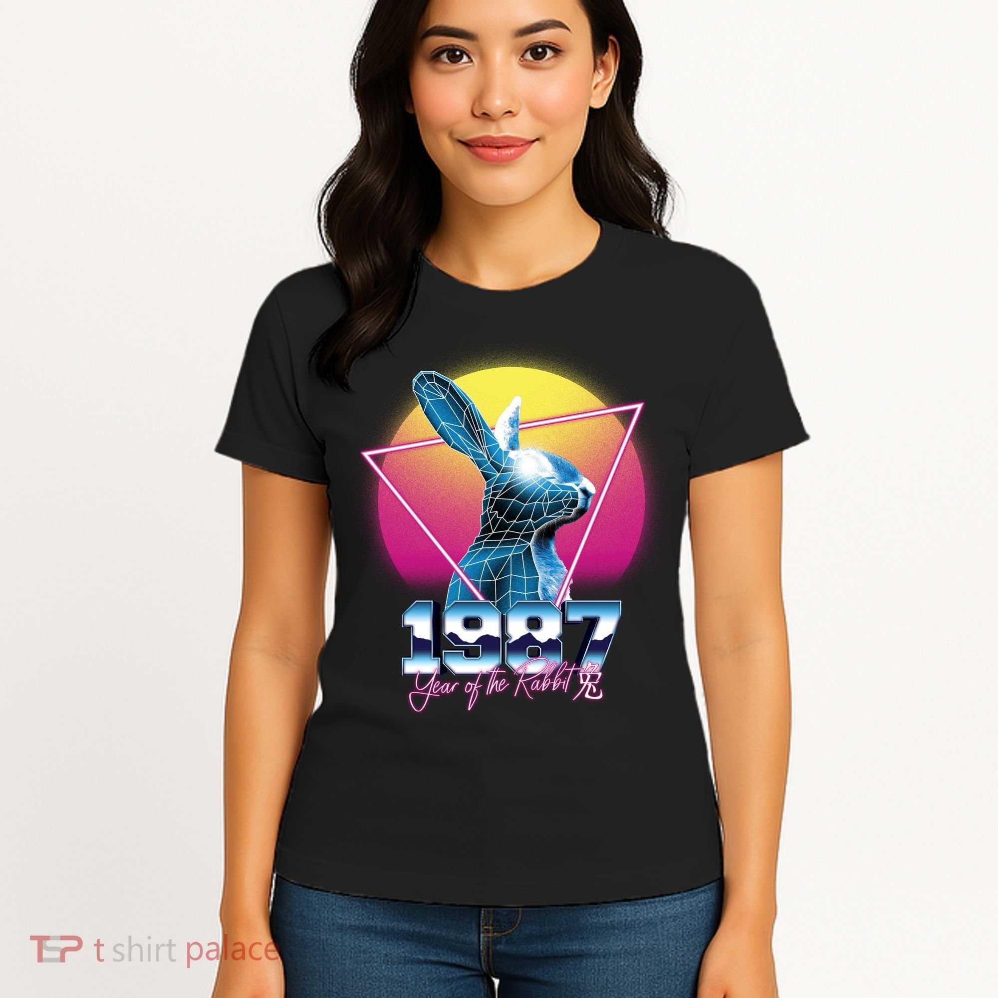Year Of The Rabbit – Chinese Zodiac – Synthwave Style Women's T-Shirt