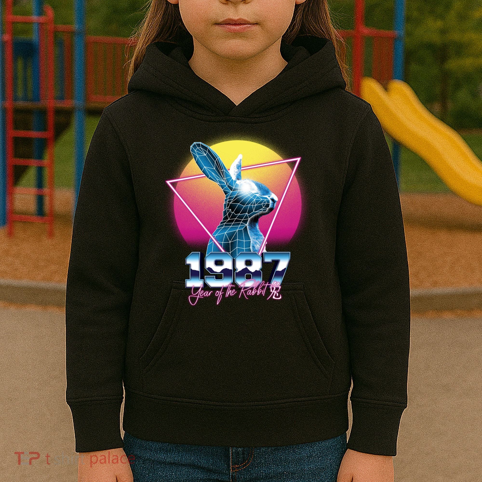 Year Of The Rabbit – Chinese Zodiac – Synthwave Style Kids Hoodie