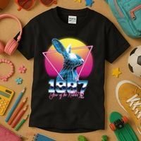 Year Of The Rabbit – Chinese Zodiac – Synthwave Style Kids T-Shirt thumb 3