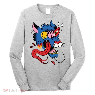 You Are Distorted Funny Wolf Long Sleeve Shirt